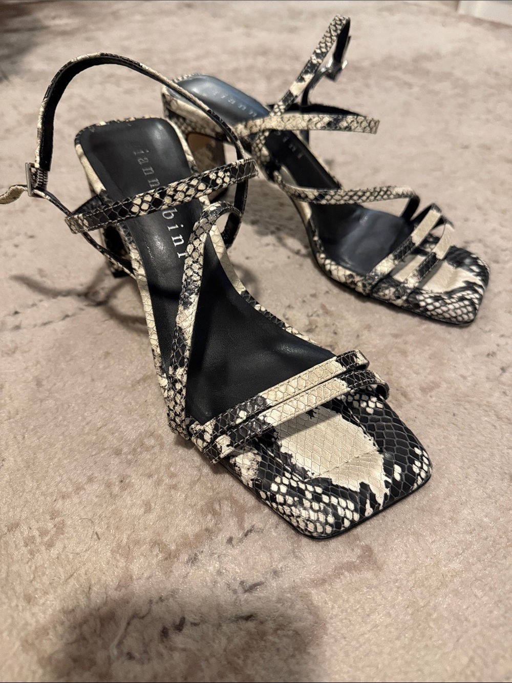 New Gianni Bini Snake Print Block Heel Sandal